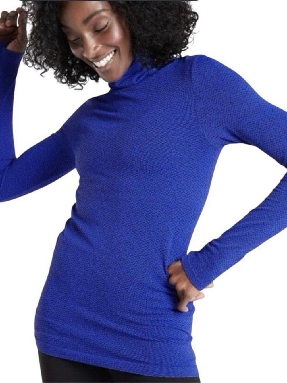 ATHLETA Flurry Peak turtleneck tanzanite royal blue long sleeve top sz XS